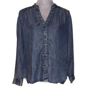 Jane + Delancey Lyocell Chambray Button-Front Blouse